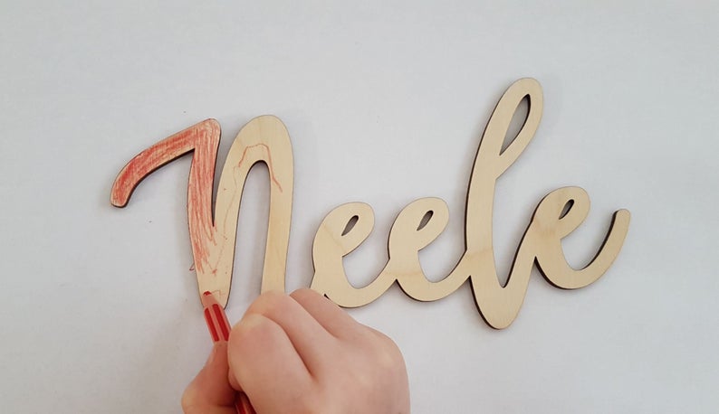 Personalized lettering made of birch wood